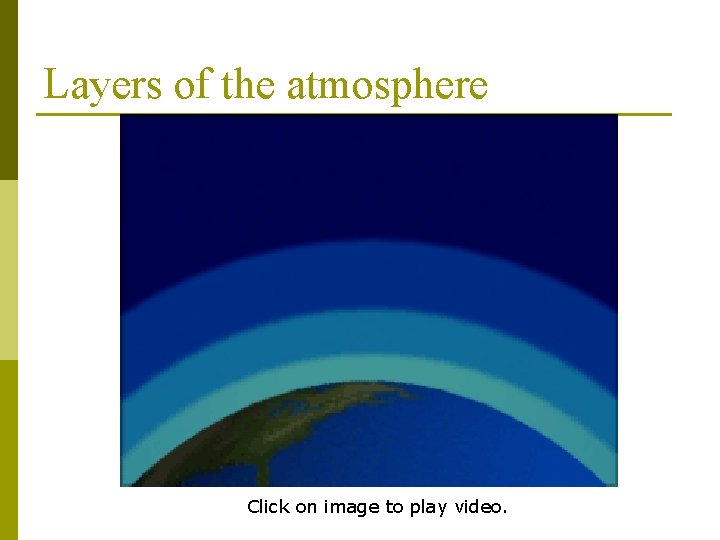 Layers of the atmosphere Click on image to play video. 
