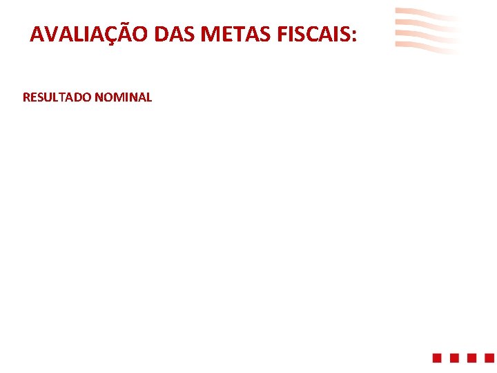 AVALIAÇÃO DAS METAS FISCAIS: RESULTADO NOMINAL 