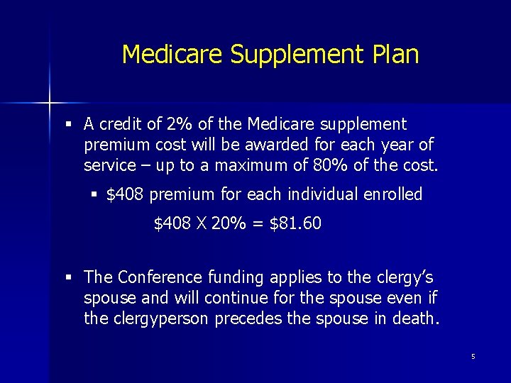 Medicare Supplement Plan § A credit of 2% of the Medicare supplement premium cost
