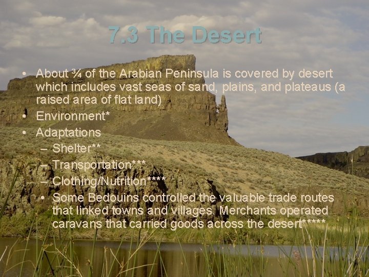 7. 3 The Desert • About ¾ of the Arabian Peninsula is covered by