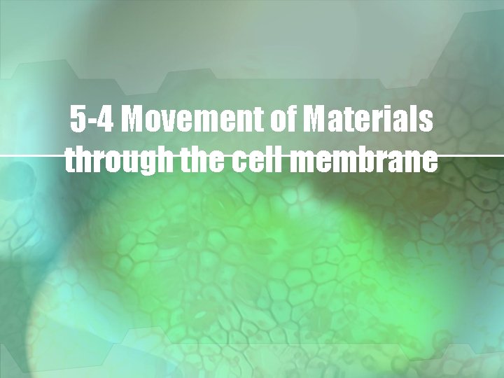 5 -4 Movement of Materials through the cell membrane 