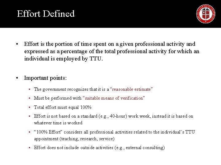 Effort Defined • Effort is the portion of time spent on a given professional