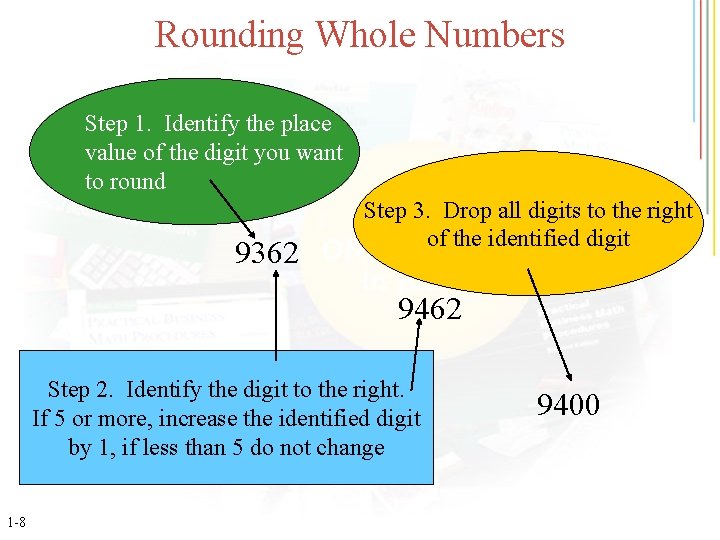 Rounding Whole Numbers Step 1. Identify the place value of the digit you want