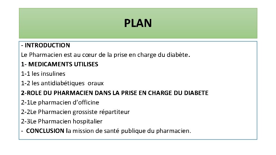 PLAN - INTRODUCTION Le Pharmacien est au cœur de la prise en charge du