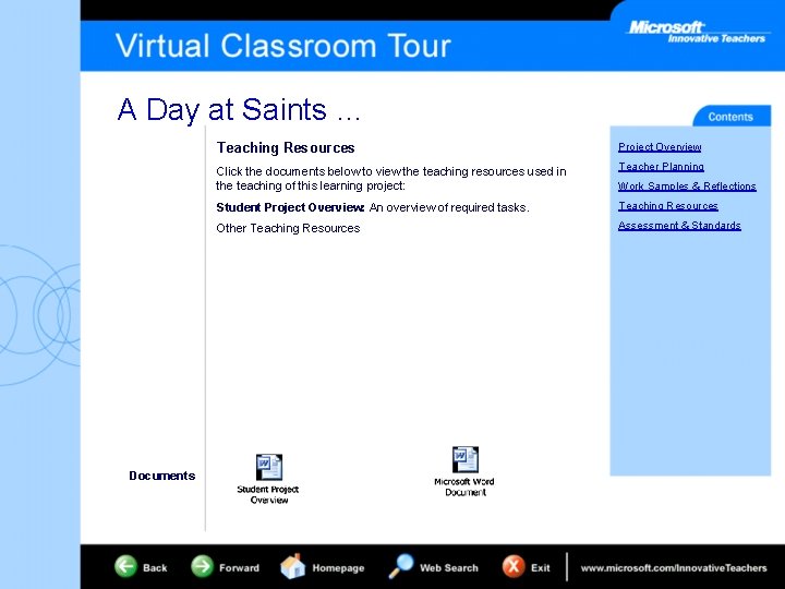 A Day at Saints … Documents Teaching Resources Project Overview Click the documents below