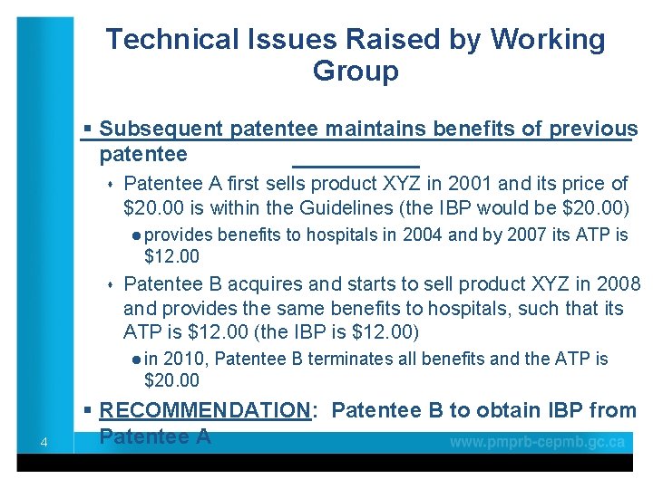 Technical Issues Raised by Working Group § Subsequent patentee maintains benefits of previous ____________________