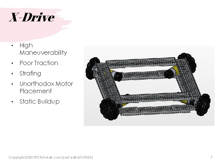 X-Drive • High Maneuverability • Poor Traction • Strafing • Unorthodox Motor Placement •