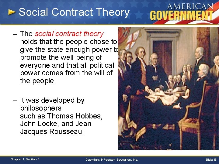 Social Contract Theory – The social contract theory holds that the people chose to