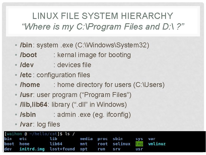 LINUX FILE SYSTEM HIERARCHY “Where is my C: Program Files and D:  ?