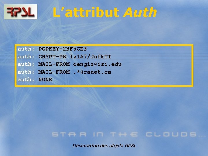 L’attribut Auth auth: auth: PGPKEY-23 F 5 CE 3 CRYPT-PW lz 1 A 7/Jnfk.