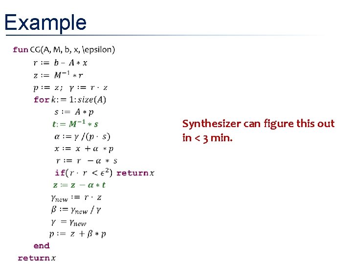 Example Synthesizer can figure this out in < 3 min. 