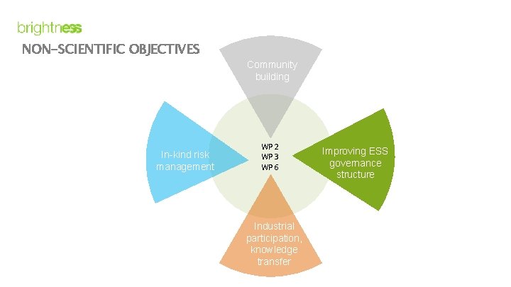 NON-SCIENTIFIC OBJECTIVES In-kind risk management Community building WP 2 WP 3 WP 6 Industrial