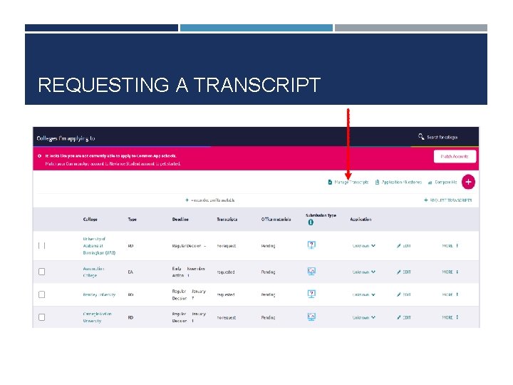 REQUESTING A TRANSCRIPT 