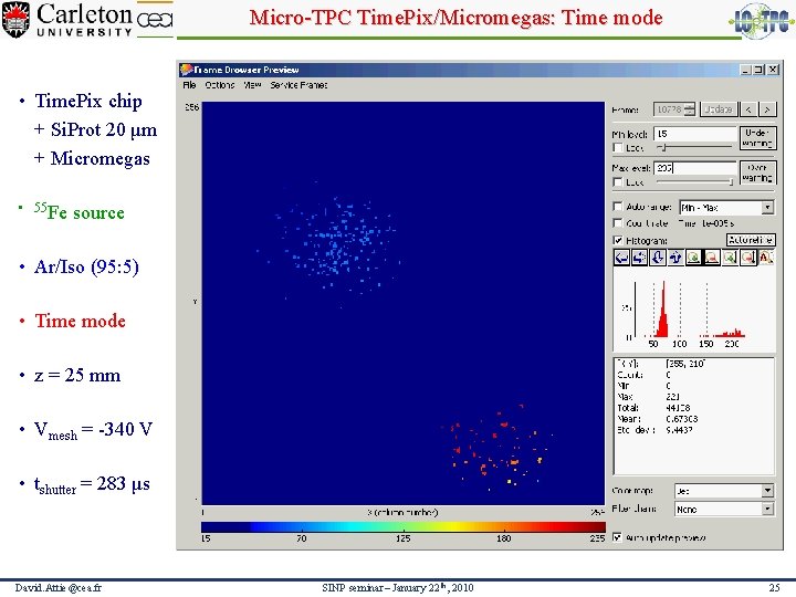 Micro-TPC Time. Pix/Micromegas: Time mode • Time. Pix chip + Si. Prot 20 μm