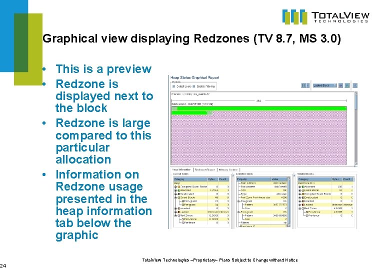 24 Graphical view displaying Redzones (TV 8. 7, MS 3. 0) • This is