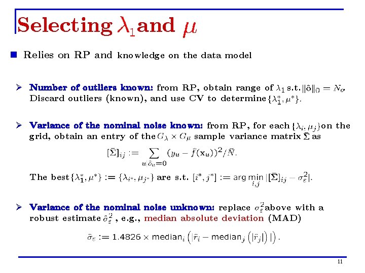 Selecting and n Relies on RP and knowledge on the data model Ø Number