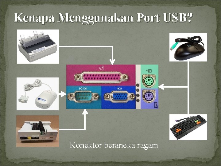 Kenapa Menggunakan Port USB? Konektor beraneka ragam 