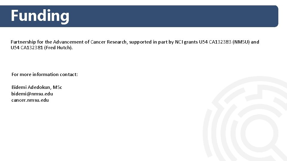 Funding Partnership for the Advancement of Cancer Research, supported in part by NCI grants