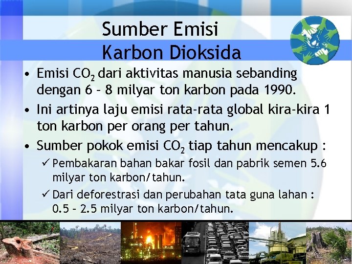 Sumber Emisi Karbon Dioksida • Emisi CO 2 dari aktivitas manusia sebanding dengan 6