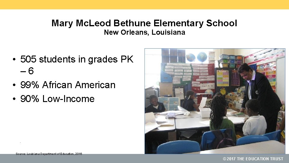 Mary Mc. Leod Bethune Elementary School New Orleans, Louisiana • 505 students in grades