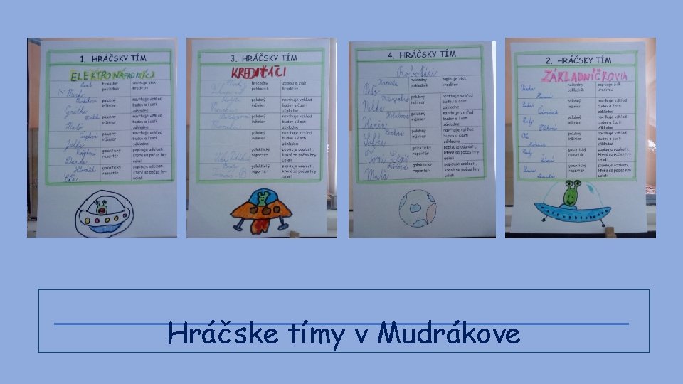 Hráčske tímy v Mudrákove 