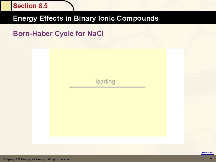 Section 8. 5 Energy Effects in Binary Ionic Compounds Born-Haber Cycle for Na. Cl