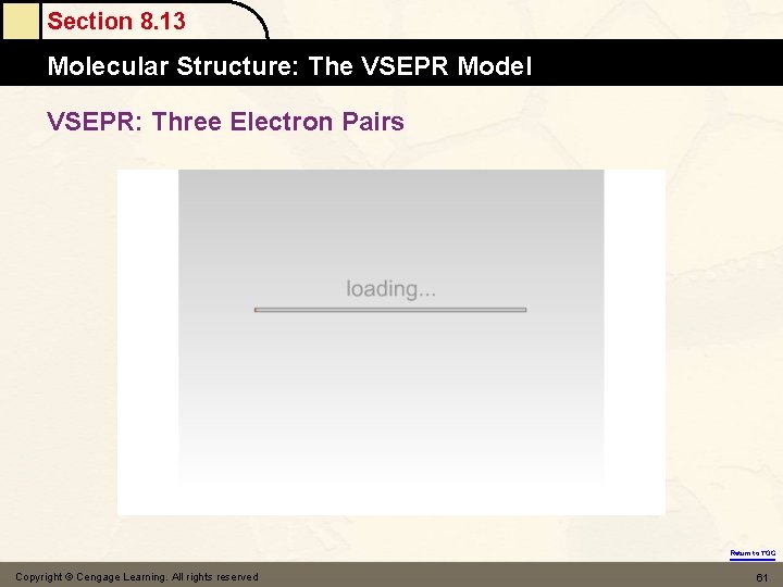 Section 8. 13 Molecular Structure: The VSEPR Model VSEPR: Three Electron Pairs Return to