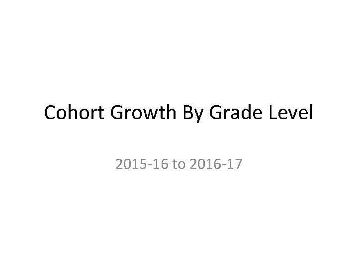 Cohort Growth By Grade Level 2015 -16 to 2016 -17 