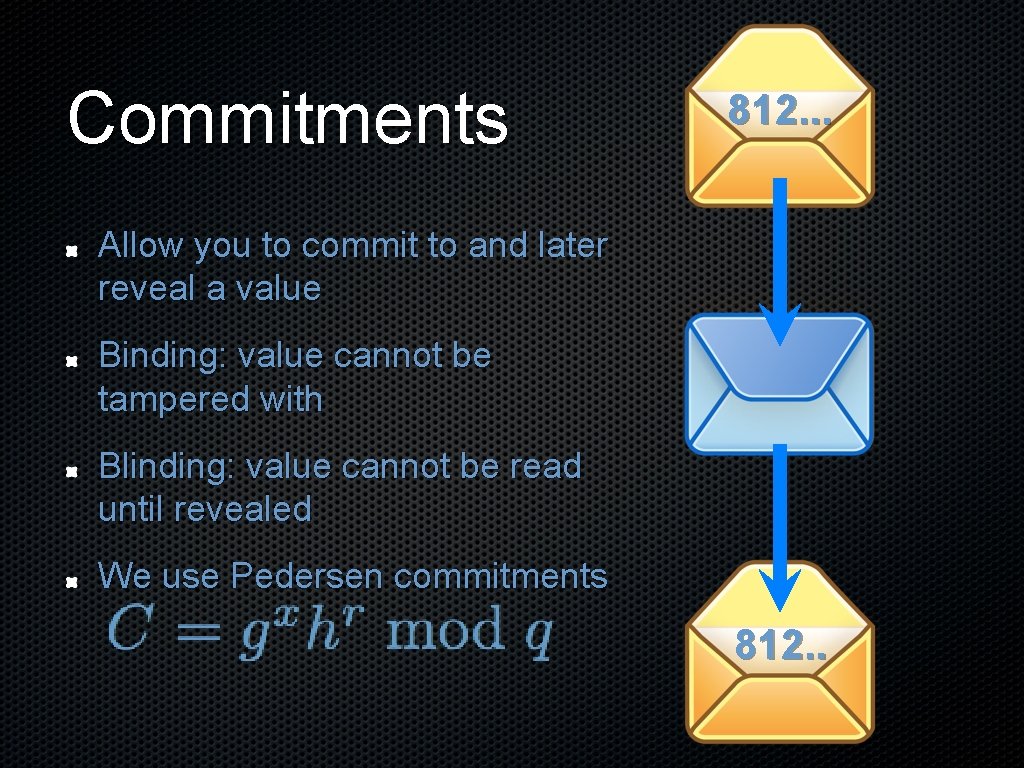 Commitments 812. . . Allow you to commit to and later reveal a value