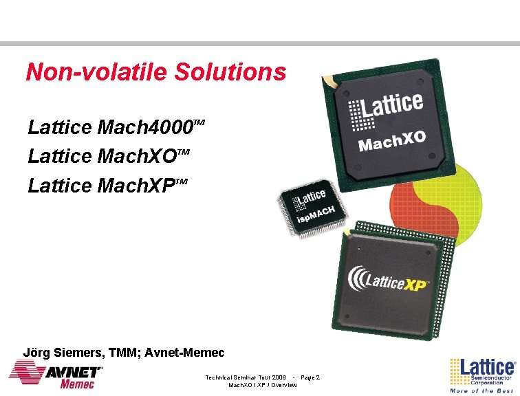 Non-volatile Solutions Lattice Mach 4000 Lattice Mach. XO Lattice Mach. XP TM TM TM