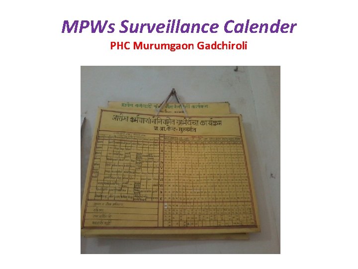 MPWs Surveillance Calender PHC Murumgaon Gadchiroli 