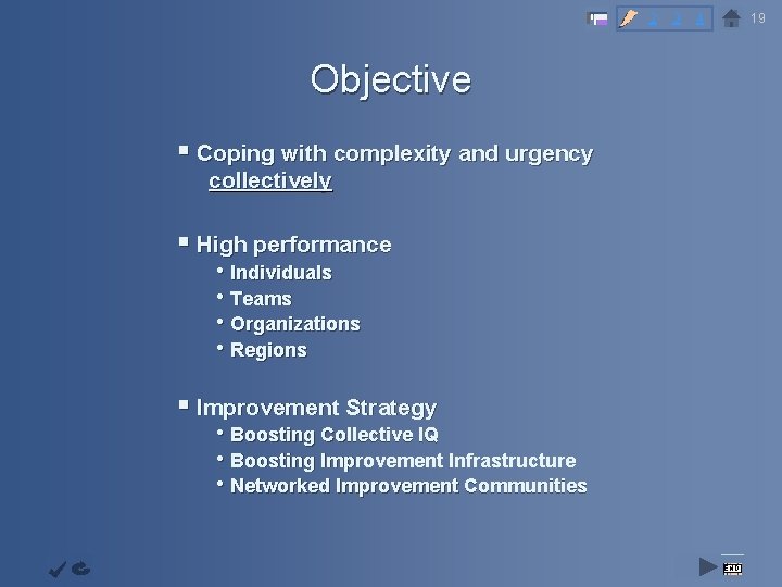 2 3 19 4 Objective Continuous Improvemen t Cycles Improvemen t Community Capability Augmentati
