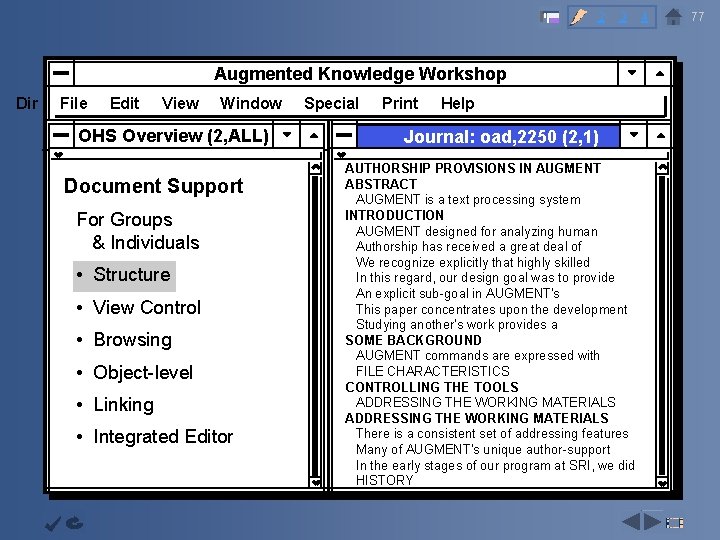 2 3 4 Augmented Knowledge Workshop Dir File Edit View Window Capability OHS Overview