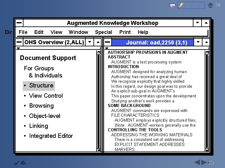 2 3 4 Augmented Knowledge Workshop Dir File Edit View Window Capability OHS Overview