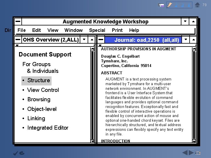 2 3 4 Augmented Knowledge Workshop Dir File Edit View Window Capability OHS Overview