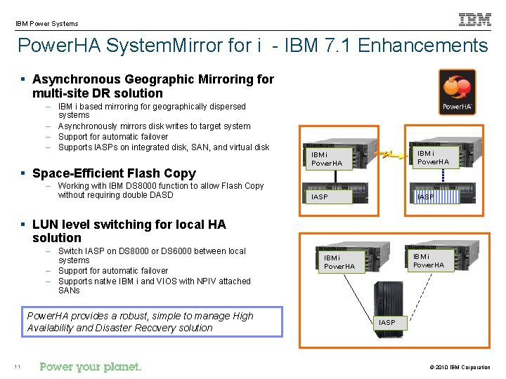 IBM Power Systems Power. HA System. Mirror for i - IBM 7. 1 Enhancements