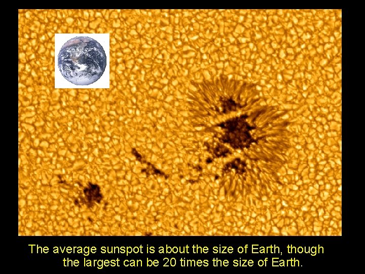 The average sunspot is about the size of Earth, though the largest can be