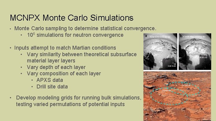 MCNPX Monte Carlo Simulations • Monte Carlo sampling to determine statistical convergence. • 106
