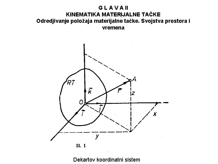 G L A V A II KINEMATIKA MATERIJALNE TAČKE Odredjivanje položaja materijalne tačke. Svojstva