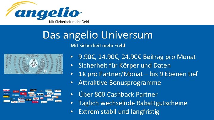 Das angelio Universum Mit Sicherheit mehr Geld • • 9. 90€, 14. 90€, 24.