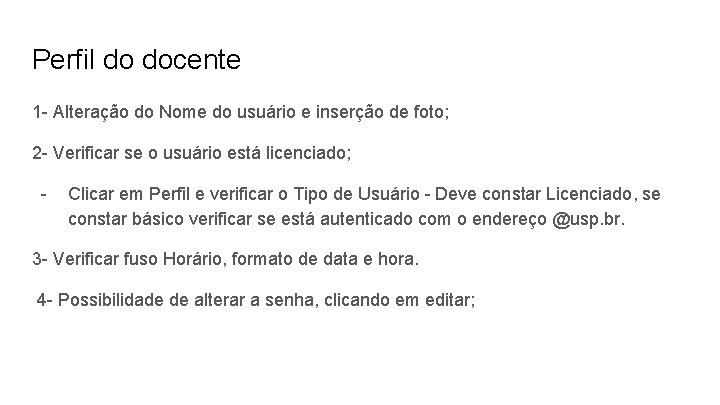 Perfil do docente 1 - Alteração do Nome do usuário e inserção de foto;