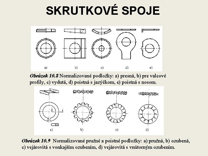 SKRUTKOVÉ SPOJE Obrázok 10. 8 Normalizované podložky: a) presná, b) pre valcové profily, c)