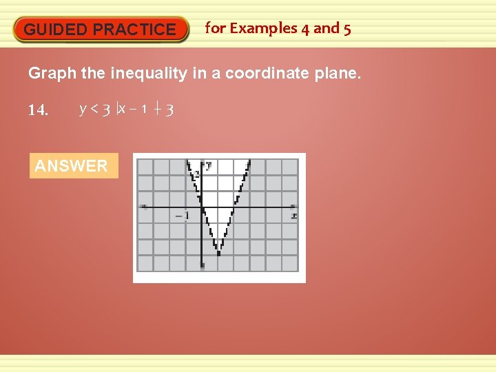 GUIDED PRACTICE for Examples 4 and 5 Graph the inequality in a coordinate plane.