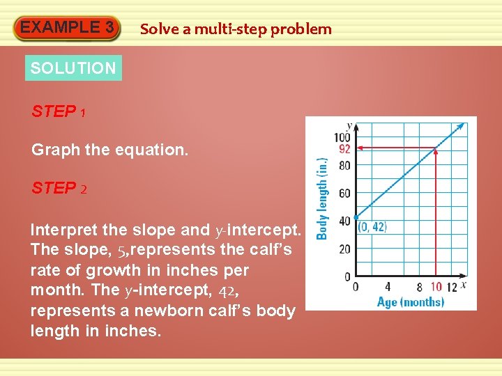 EXAMPLE 3 Solve a multi-step problem SOLUTION STEP 1 Graph the equation. STEP 2