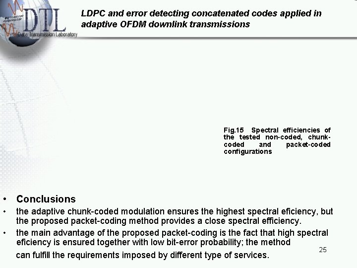 LDPC and error detecting concatenated codes applied in adaptive OFDM downlink transmissions Fig. 15
