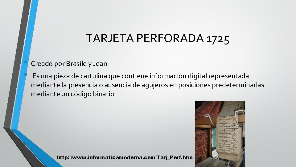 TARJETA PERFORADA 1725 • Creado por Brasile y Jean • Es una pieza de