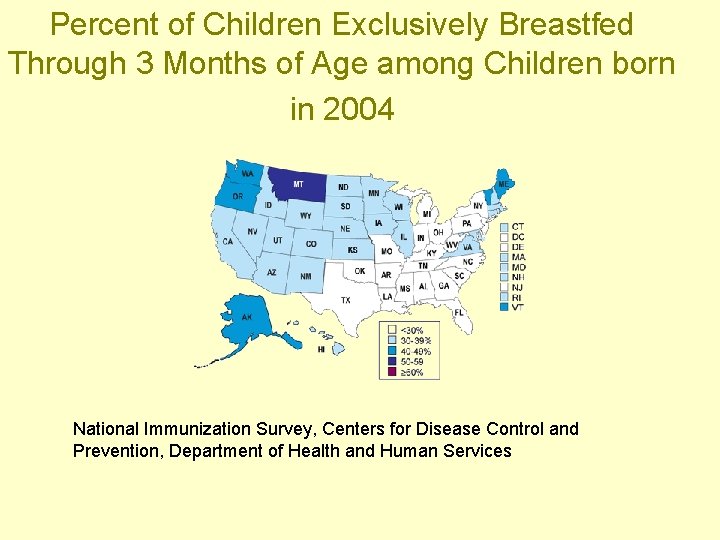 Percent of Children Exclusively Breastfed Through 3 Months of Age among Children born in