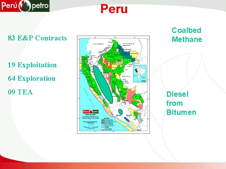 Peru 83 E&P Contracts Coalbed Methane 19 Exploitation 64 Exploration 09 TEA Diesel from