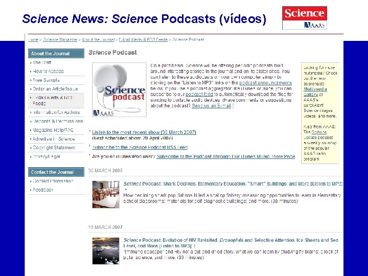 Science News: Science Podcasts (vídeos) 