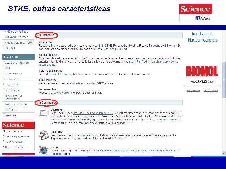 STKE: outras características 